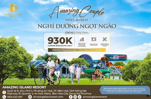 Complete Sweet Vacation at Amazing Island Resort Dong Nai - Only 930K for Each Person
